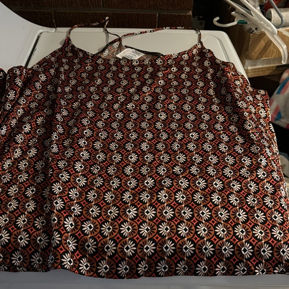 NWT Joyspun Brown Geometrical Design Spaghetti Strap Satin Cami PJ Top Pajama 3X - Picture 2 of 16